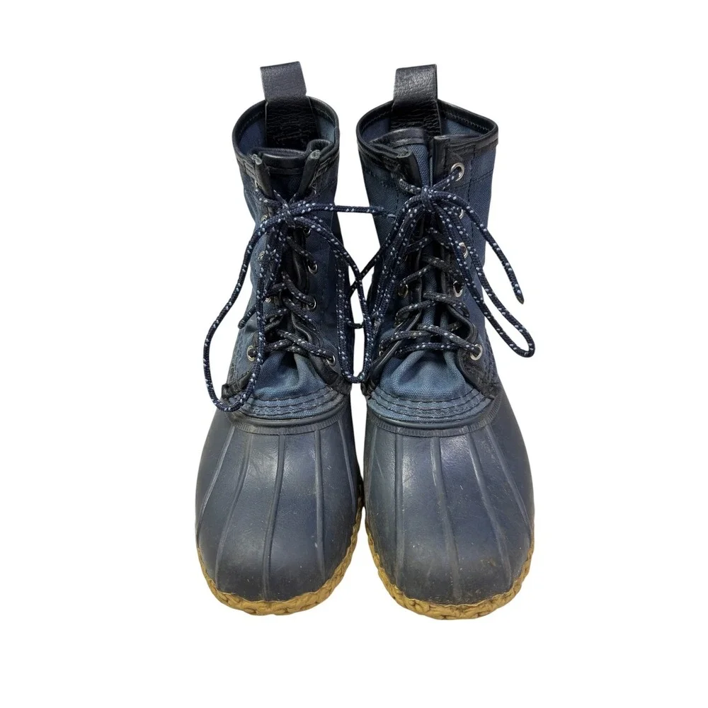 LL Bean Kids 4 M‎ Bean Boots Navy Blue Canvas Duck Boots Made in USA 503020
